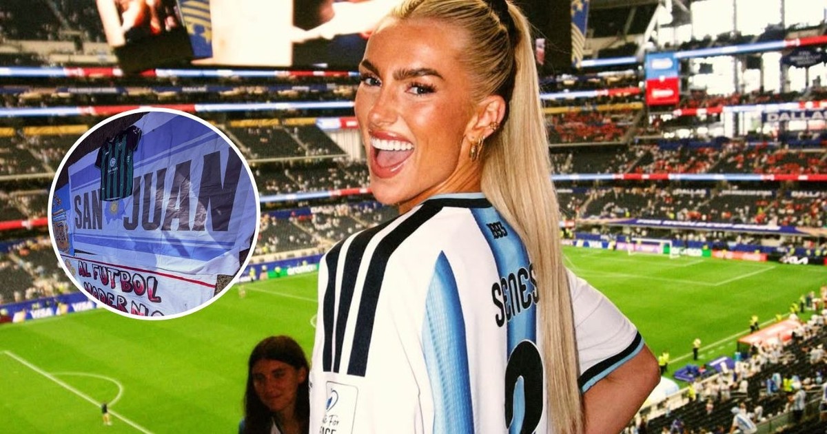 La novia de Senesi, ¿verdinegra?: la foto viral de la camiseta y una bandera de San Juan