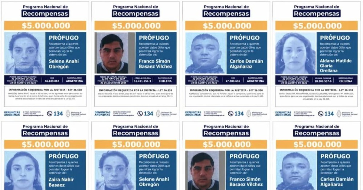 Millonaria recompensa por 8 prófugos de la megabanda que traficaba armas entre Brasil, Argentina y Chile